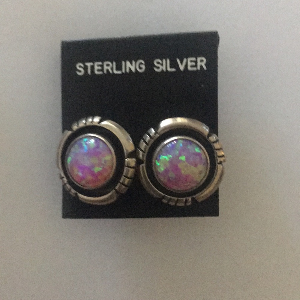 NWT Sterling Silver Opal Stone Earrings.A-29